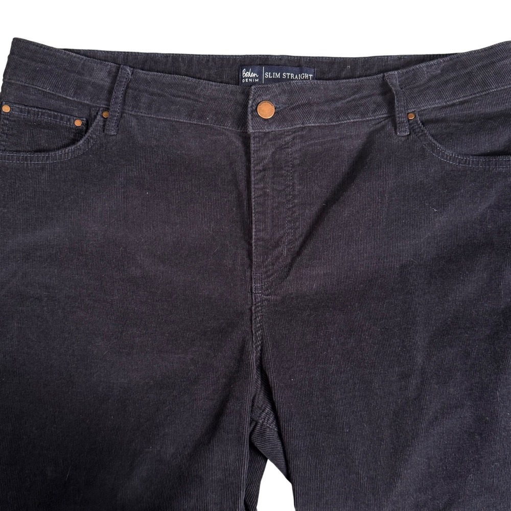 Boden Slim‎ Straight Fine Wale Corduroy Pants Navy Blue Stretch Womens 16/18R